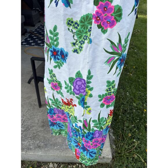 Vintage 1970s Mod Day Glow Neon Floral Retro Maxi Dress Sz Med Sleeveless Groovy - Picture 9 of 10